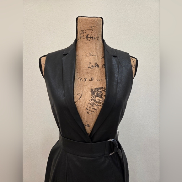 BCBG Maxazria Faux Leather Belted Long Vest XXS - Picture 5 of 7